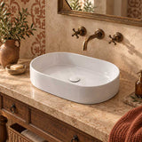 Fienza Aluca Pill Ceramic Above Counter Basin Slim Edge 510x310x120mm - 3 Colours