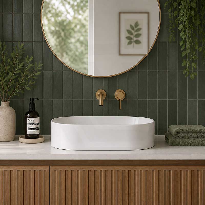 Fienza Aluca Pill Ceramic Above Counter Basin Slim Edge 510x310x120mm - 3 Colours