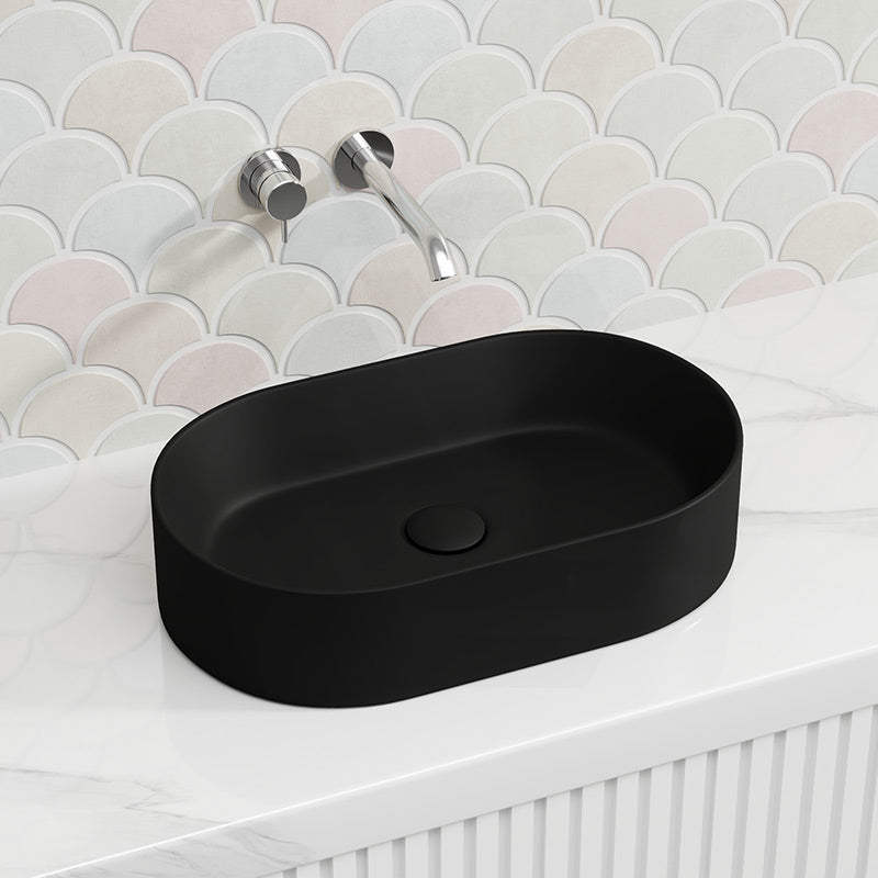 510x310x120mm Fienza Aluca Pill Ceramic Above Counter Basin Slim Edge Colours Available