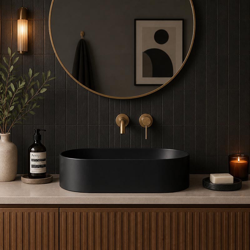 Fienza Aluca Pill Ceramic Above Counter Basin Slim Edge 510x310x120mm - 3 Colours