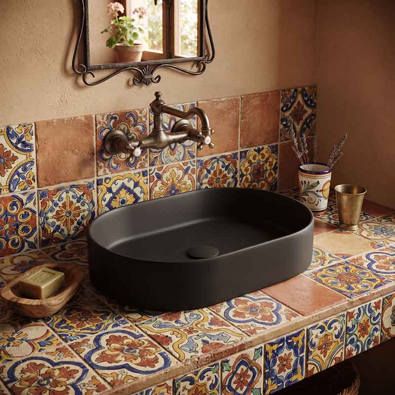 Fienza Aluca Pill Ceramic Above Counter Basin Slim Edge 510x310x120mm - 3 Colours
