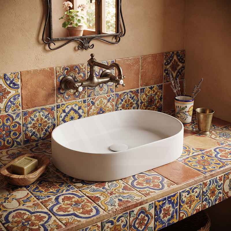 Fienza Aluca Pill Ceramic Above Counter Basin Slim Edge 510x310x120mm - 3 Colours