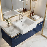 Fienza Jacinta Rectangle Semi Recessed Ceramic Basin 1 or 3 Tap Holes 480x460x150mm - Gloss White
