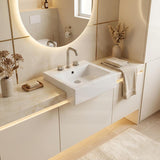 Fienza Jacinta Rectangle Semi Recessed Ceramic Basin 1 or 3 Tap Holes 480x460x150mm - Gloss White