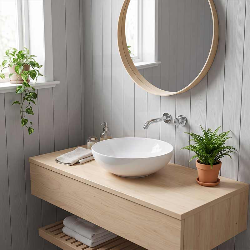 Fienza Aluca Round Above Counter Basin Ceramic Slim Edge 400x400x140mm - Variant Colours
