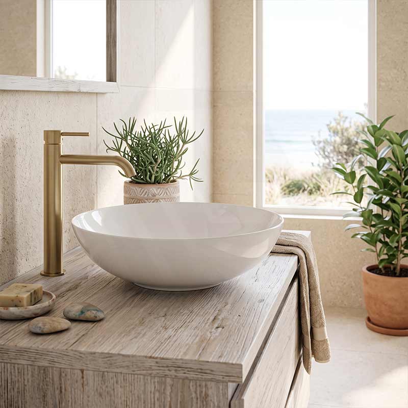 Fienza Aluca Round Above Counter Basin Ceramic Slim Edge 400x400x140mm - Variant Colours