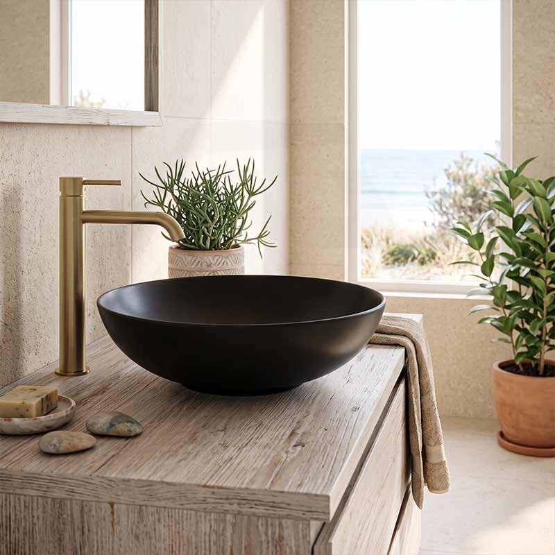 Fienza Aluca Round Above Counter Basin Ceramic Slim Edge 400x400x140mm - Variant Colours
