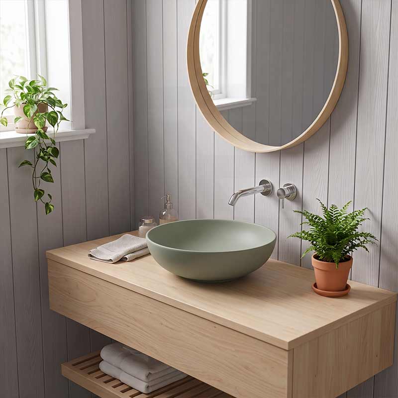 Fienza Aluca Round Above Counter Basin Ceramic Slim Edge 400x400x140mm - Variant Colours