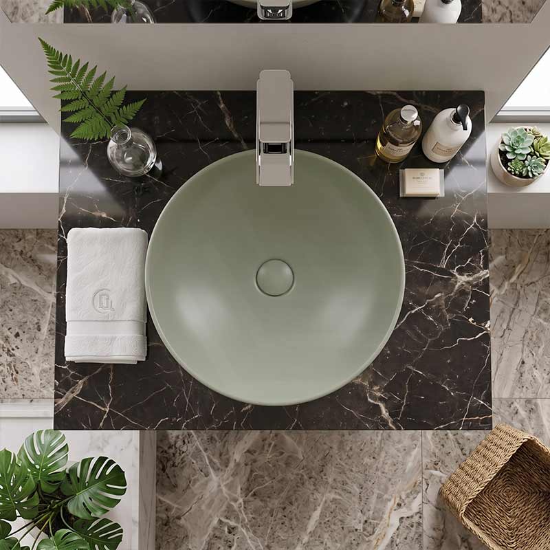 Fienza Aluca Round Above Counter Basin Ceramic Slim Edge 400x400x140mm - Variant Colours