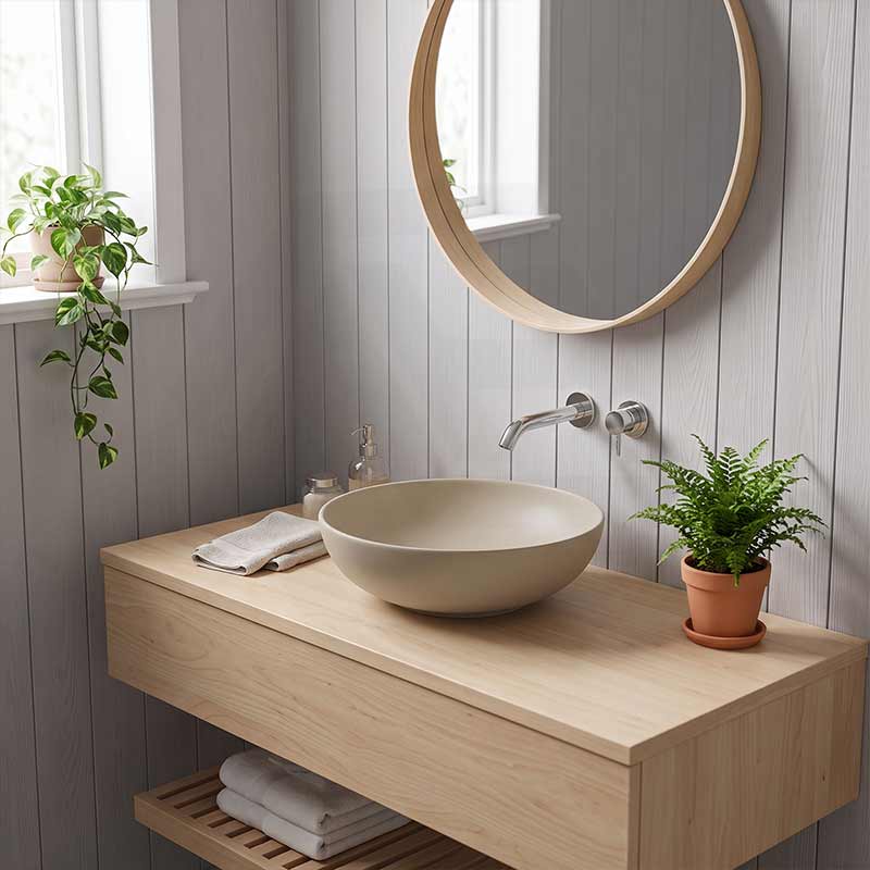 Fienza Aluca Round Above Counter Basin Ceramic Slim Edge 400x400x140mm - Variant Colours