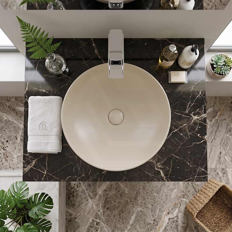 Fienza Aluca Round Above Counter Basin Ceramic Slim Edge 400x400x140mm - Variant Colours