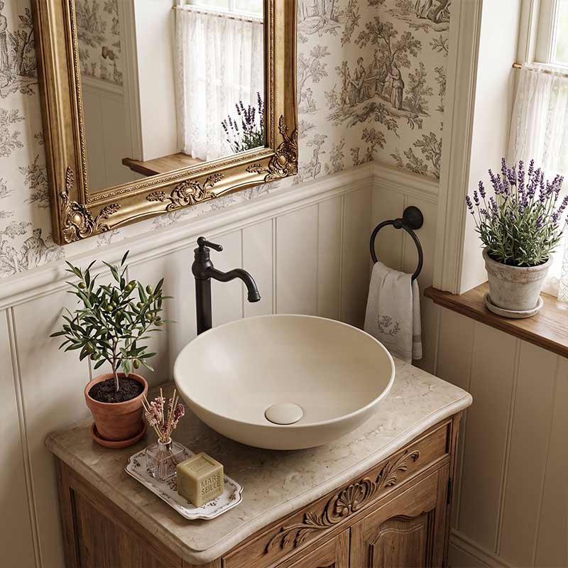 Fienza Aluca Round Above Counter Basin Ceramic Slim Edge 400x400x140mm - Variant Colours