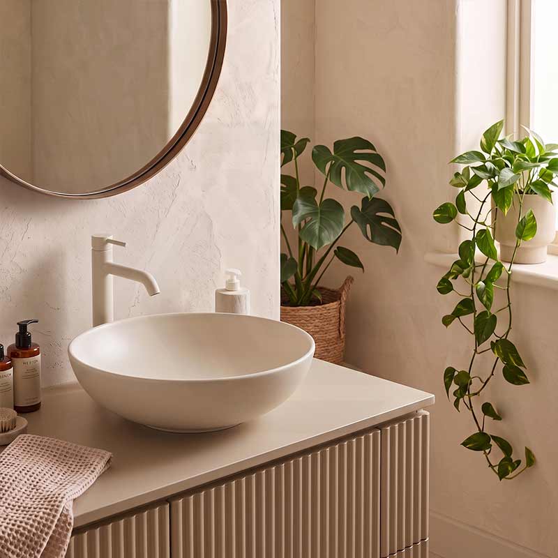 Fienza Aluca Round Above Counter Basin Ceramic Slim Edge 400x400x140mm - Variant Colours