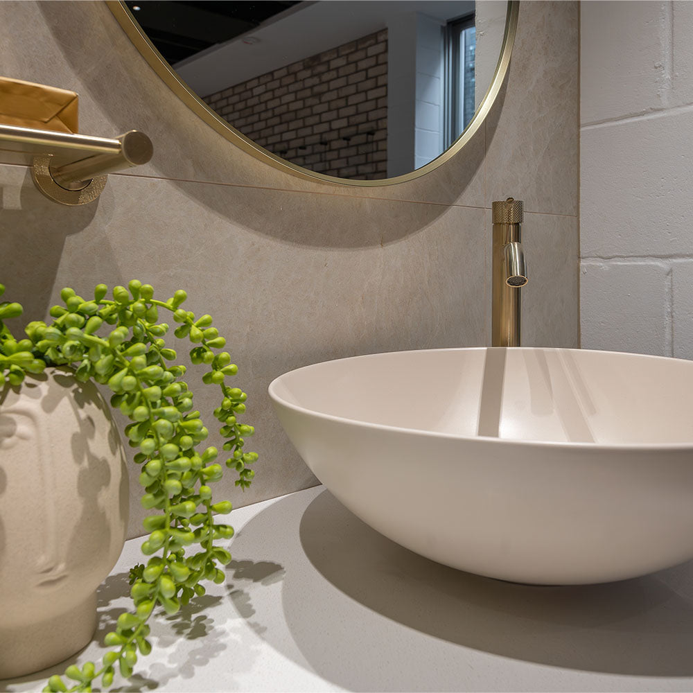 400x400x140mm Fienza Aluca Round Above Counter Basin Ceramic Slim Edge Colours Available