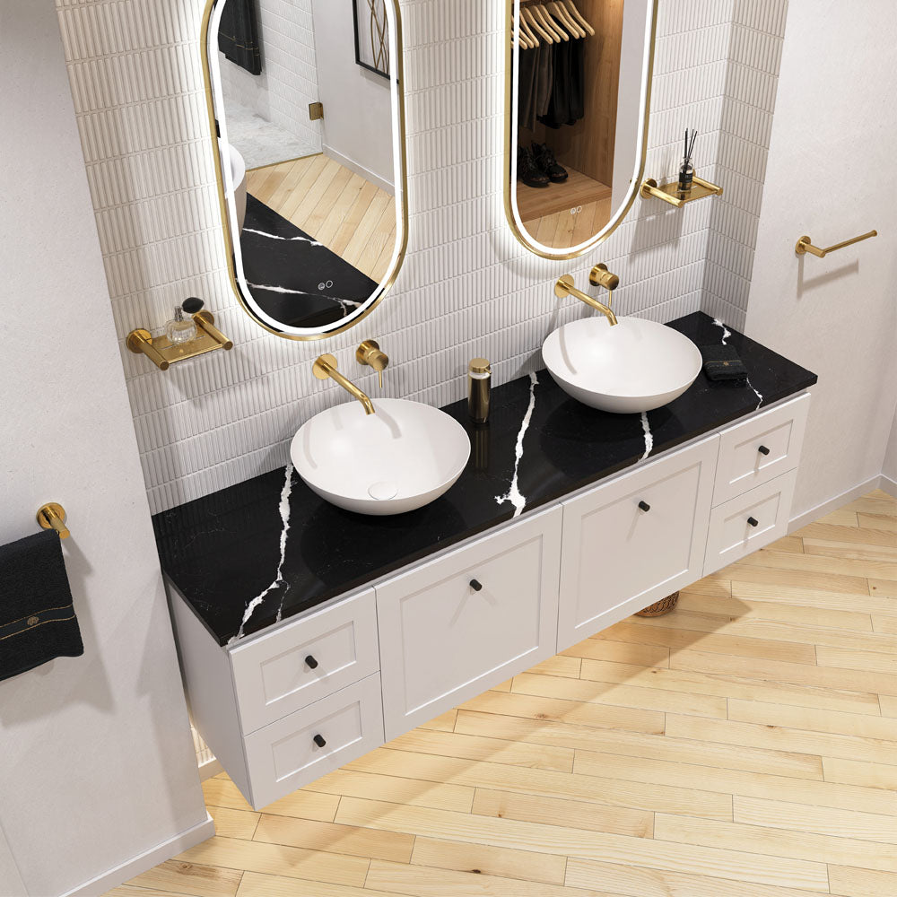 400x400x140mm Fienza Aluca Round Above Counter Basin Ceramic Slim Edge Colours Available
