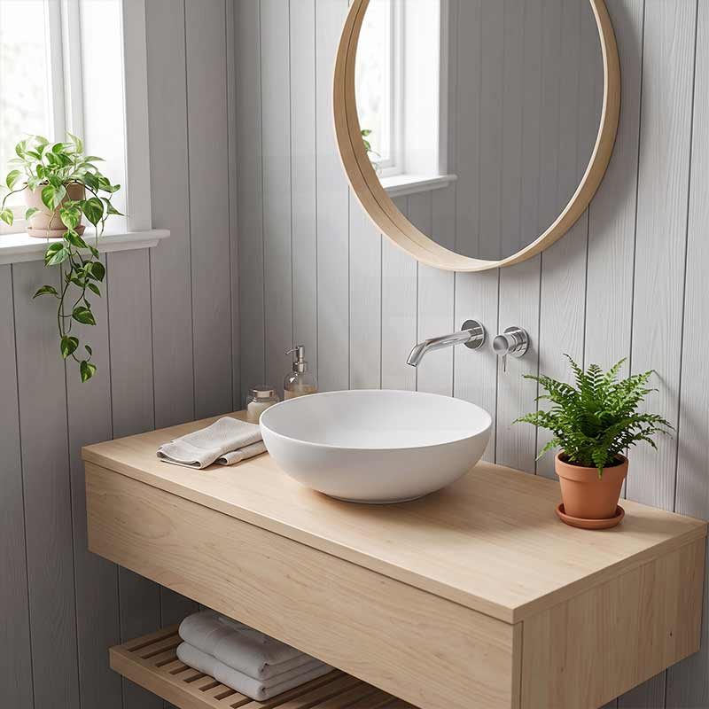 Fienza Aluca Round Above Counter Basin Ceramic Slim Edge 400x400x140mm - Variant Colours