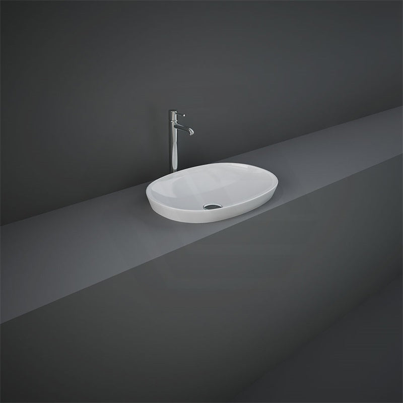 500/600x360x120mm RAK Variant Alpine Gloss White Oval Inset Ceramic Basin NO Tap Hole