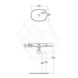 500/600x360x120mm RAK Variant Alpine Gloss White Oval Inset Ceramic Basin NO Tap Hole