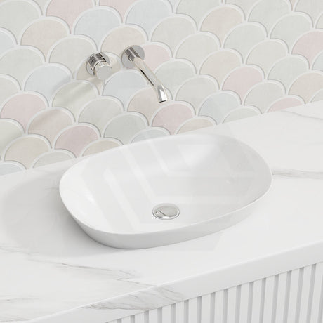 500x360x120mm RAK Variant Alpine Gloss White Oval Inset Ceramic Basin NO Tap Hole