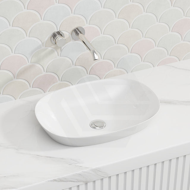 500x360x120mm RAK Variant Alpine Gloss White Oval Inset Ceramic Basin NO Tap Hole