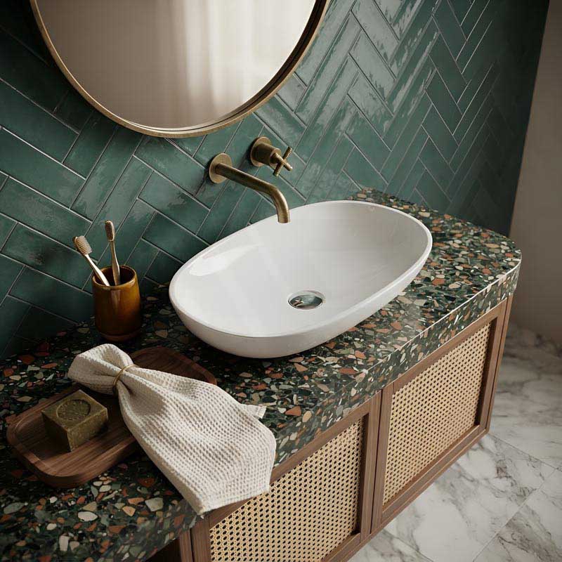 RAK Variant Alpine Oval Inset Ceramic Basin NO Tap Hole 500/600x360x120mm - Gloss White