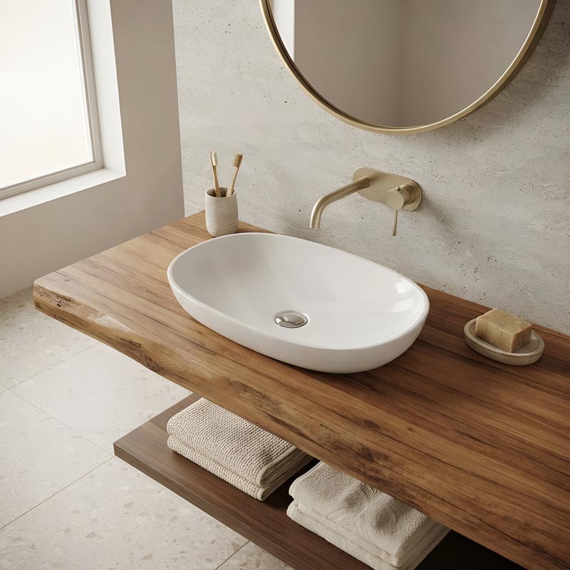 RAK Variant Alpine Oval Inset Ceramic Basin NO Tap Hole 500/600x360x120mm - Gloss White