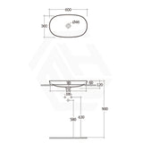 500/600x360x120mm RAK Variant Alpine Gloss White Oval Inset Ceramic Basin NO Tap Hole