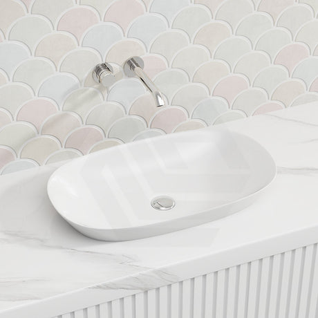 600x360x120mm RAK Variant Alpine Gloss White Oval Inset Ceramic Basin NO Tap Hole