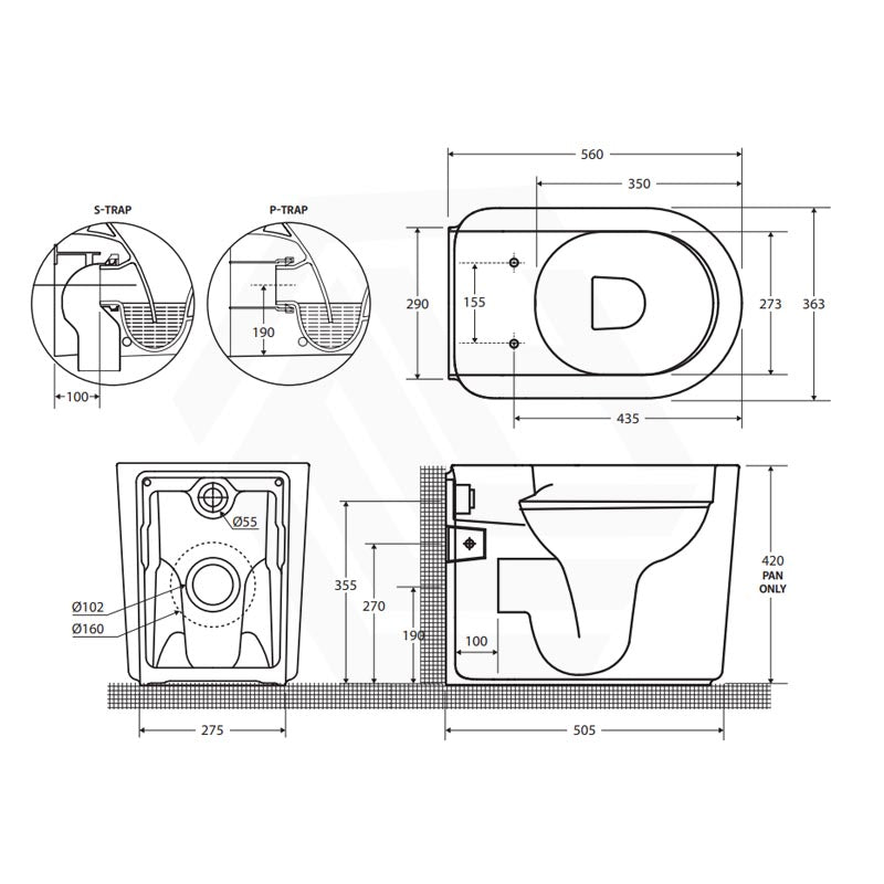 RAK Valet Rimless Wall-Faced Pan with Soft Close Seat 560x363x420mm - Gloss White/Matt White