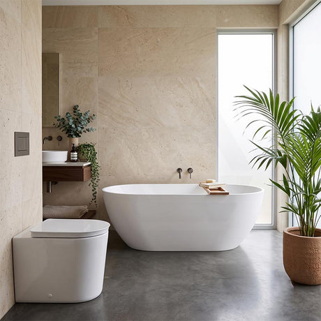 RAK Valet Rimless Wall-Faced Pan with Soft Close Seat 560x363x420mm - Gloss White/Matt White