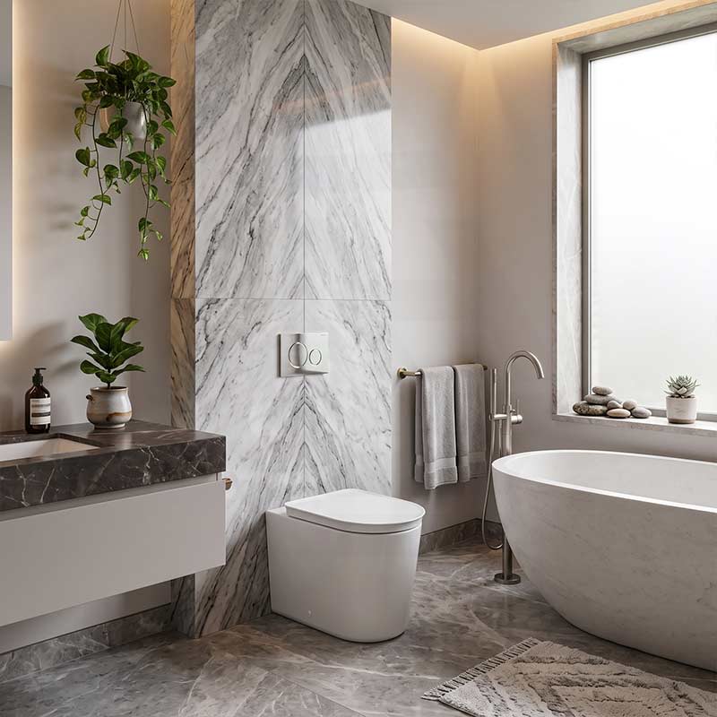 RAK Valet Rimless Wall-Faced Pan with Soft Close Seat 560x363x420mm - Gloss White/Matt White