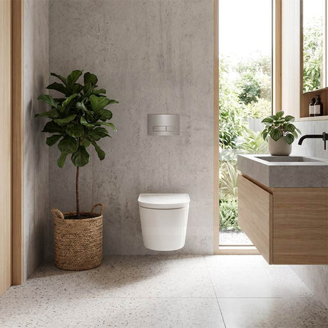 RAK Valet Rimless Wall-Hung Pan with Soft Close Seat P-trap Only 560x363x350mm - Gloss White/Matt White