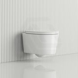 RAK Valet Rimless Wall-Hung Pan with Soft Close Seat P-trap Only 560x363x350mm - Gloss White/Matt White