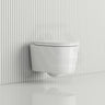 RAK Valet Rimless Wall-Hung Pan with Soft Close Seat P-trap Only 560x363x350mm - Gloss White/Matt White