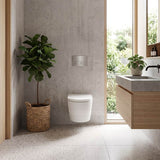 RAK Valet Rimless Wall-Hung Pan with Soft Close Seat P-trap Only 560x363x350mm - Gloss White/Matt White