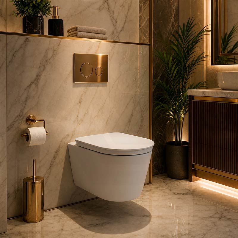 RAK Valet Rimless Wall-Hung Pan with Soft Close Seat P-trap Only 560x363x350mm - Gloss White/Matt White
