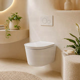 RAK Valet Rimless Wall-Hung Pan with Soft Close Seat P-trap Only 560x363x350mm - Gloss White/Matt White