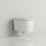 RAK Valet Rimless Wall-Hung Pan with Soft Close Seat P-trap Only 560x363x350mm - Gloss White/Matt White
