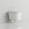 RAK Valet Rimless Wall-Hung Pan with Soft Close Seat P-trap Only 560x363x350mm - Gloss White/Matt White