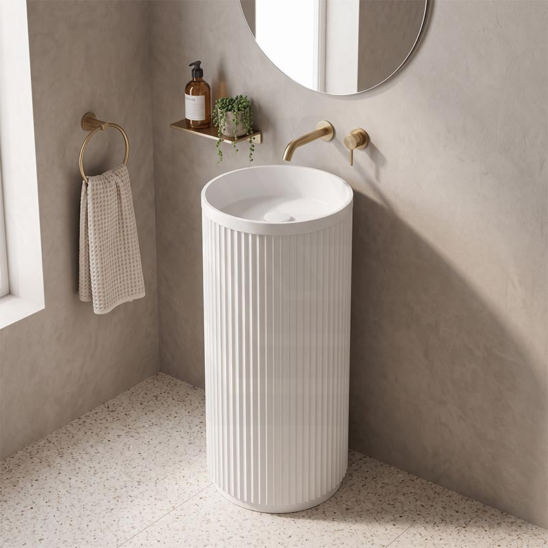 Fienza Minka Solid Surface Freestanding Basin Non-Overflow 450x450x900mm - Variant Colour