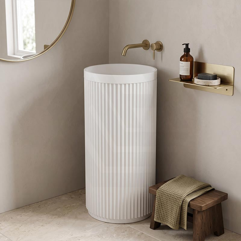 Fienza Minka Solid Surface Freestanding Basin Non-Overflow 450x450x900mm - Variant Colour