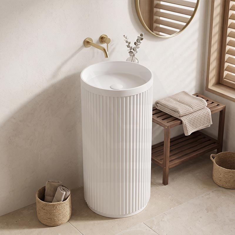 Fienza Minka Solid Surface Freestanding Basin Non-Overflow 450x450x900mm - Variant Colour