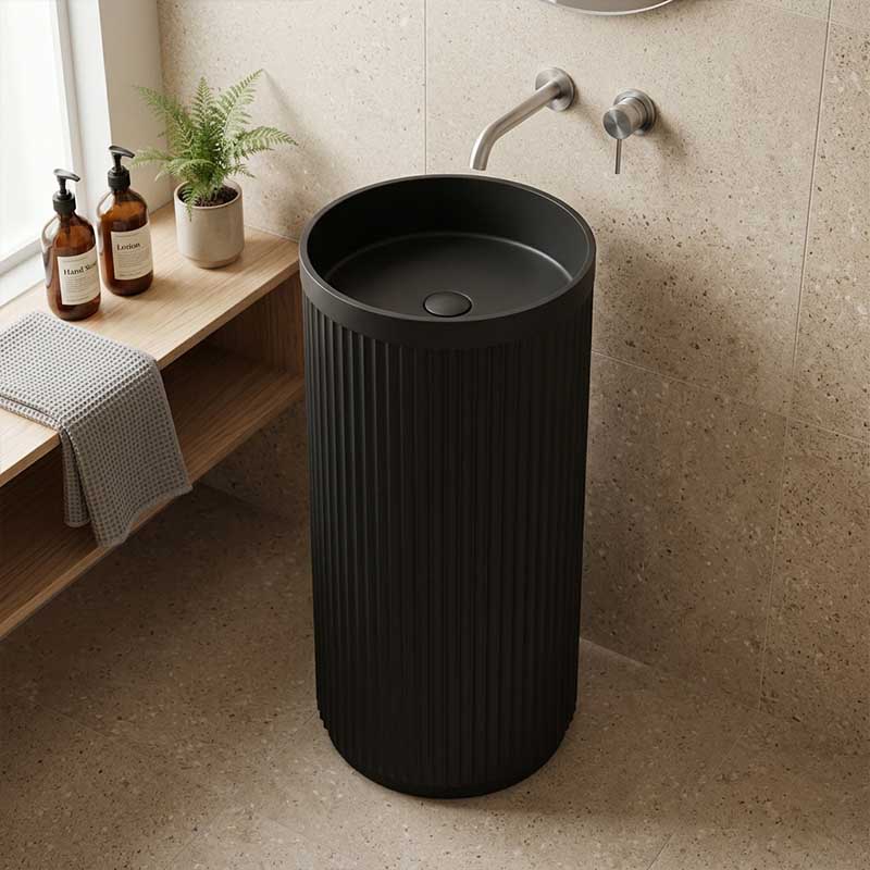 Fienza Minka Solid Surface Freestanding Basin Non-Overflow 450x450x900mm - Variant Colour