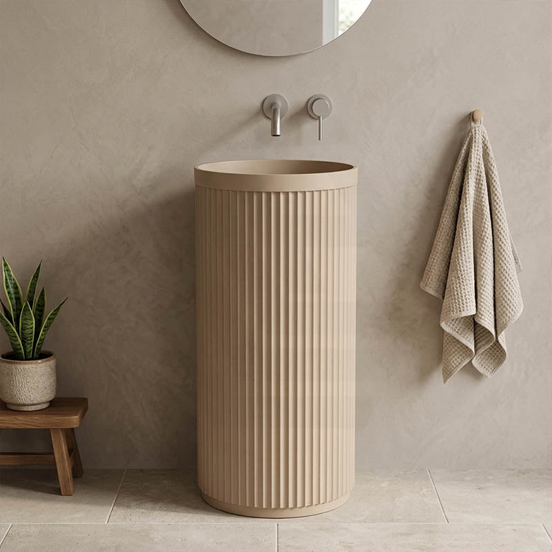 Fienza Minka Solid Surface Freestanding Basin Non-Overflow 450x450x900mm - Variant Colour