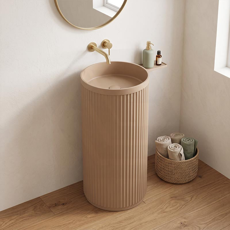 Fienza Minka Solid Surface Freestanding Basin Non-Overflow 450x450x900mm - Variant Colour