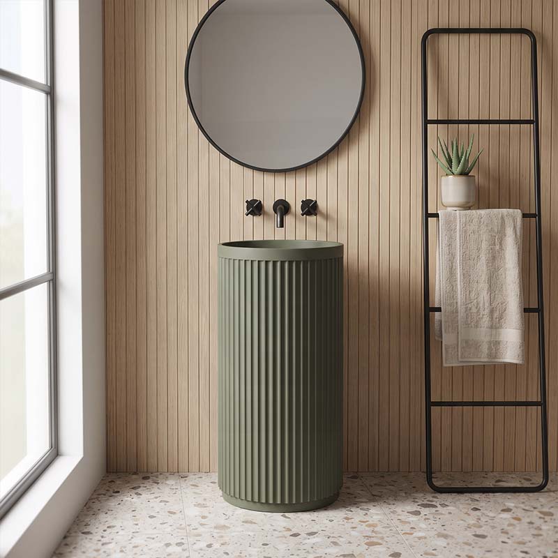 Fienza Minka Solid Surface Freestanding Basin Non-Overflow 450x450x900mm - Variant Colour