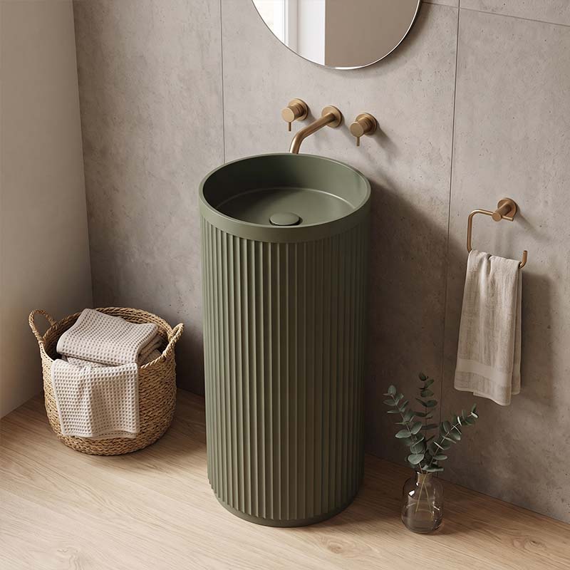Fienza Minka Solid Surface Freestanding Basin Non-Overflow 450x450x900mm - Variant Colour