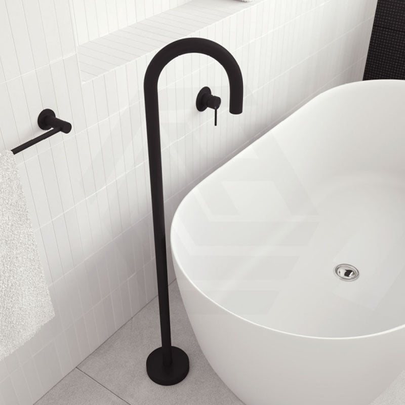 Fienza Kaya Floor Mounted Gooseneck Bath Spout Brass Outlet Variant Colour Available