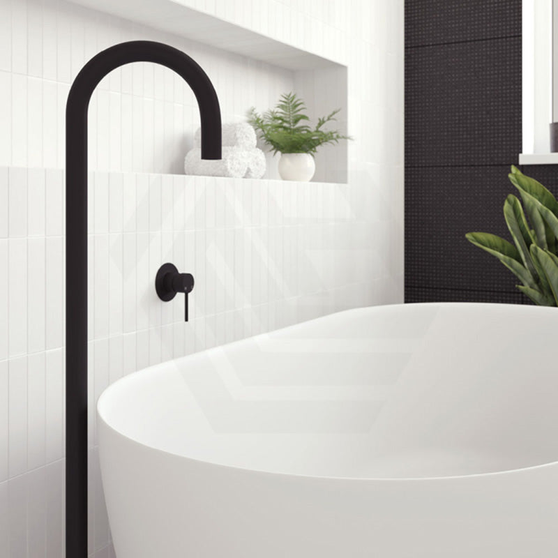 Fienza Kaya Floor Mounted Gooseneck Bath Spout Brass Outlet Variant Colour Available