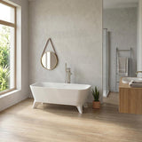 Fienza Hampton Cast Stone Solid Surface Freestanding Bathtub with Legs Rectangular With Overflow 1600x800x600mm - Matt White